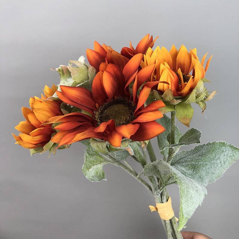 16''T Silk Sunflower Bouquet, Fall Color Sunflower