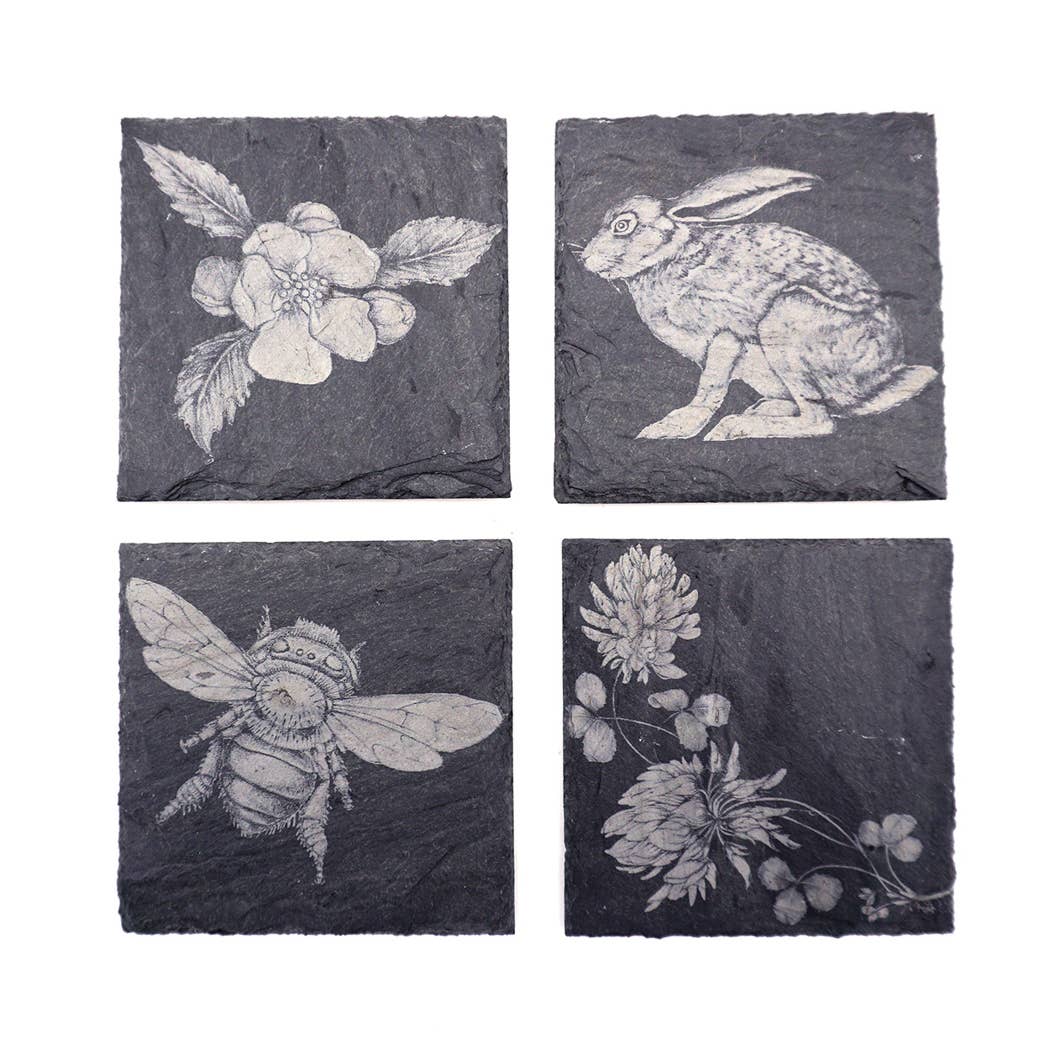 Slate Coasters-Laura Zindel Spring set of 4
