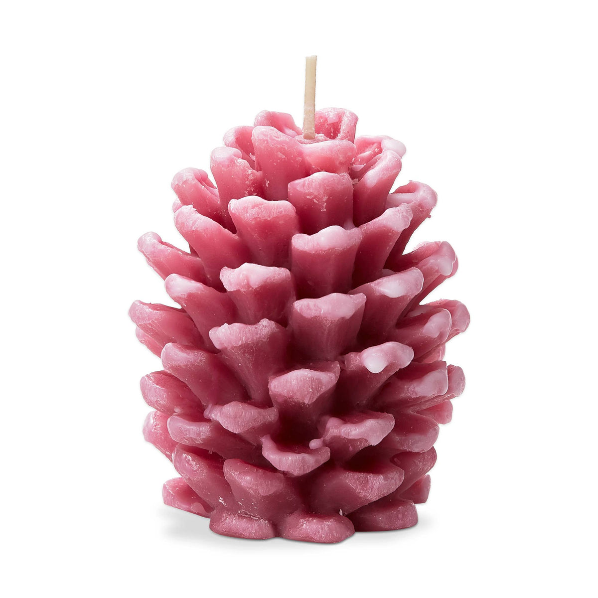 Frosted Pine Cone Candle Pink Paraffin Wax Christmas