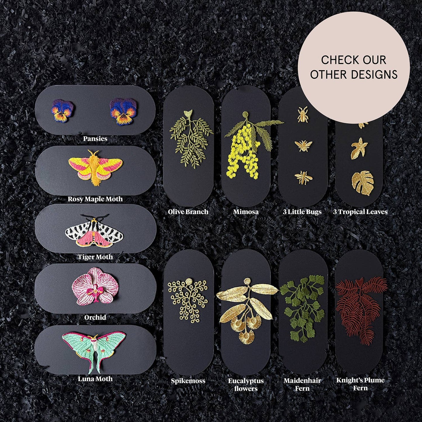 Golden Embroidered Brooches