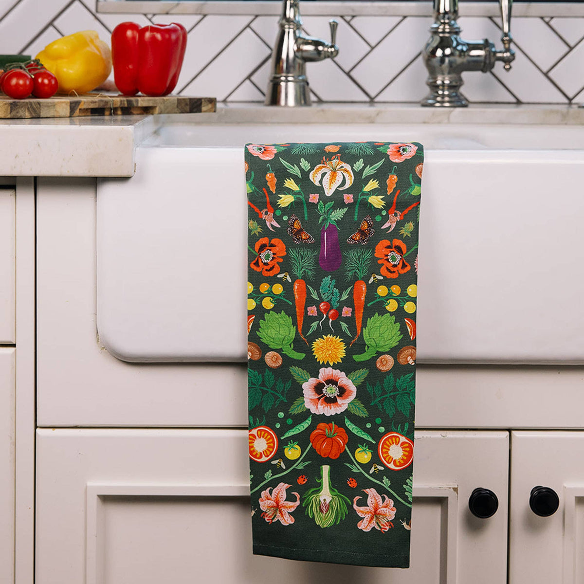 Veggies Folk Floral Tea Towel