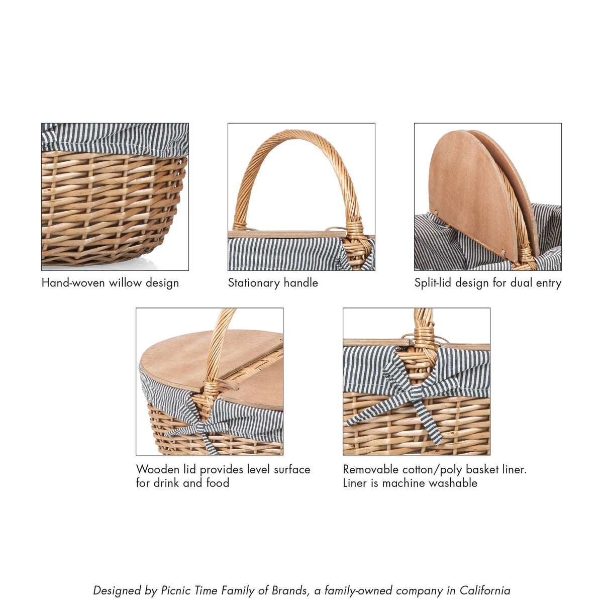 Country Vintage Picnic Wicker Basket