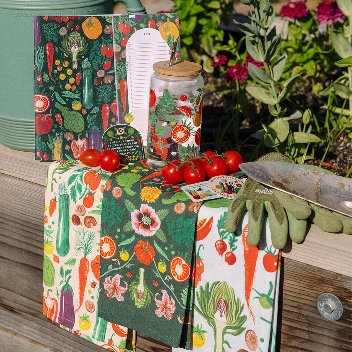 Veggies Folk Floral Tea Towel