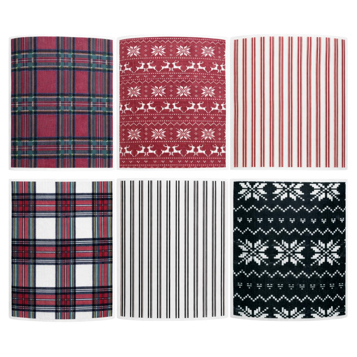 Holiday Pattern Swedish Dishcloths (Set of 6)