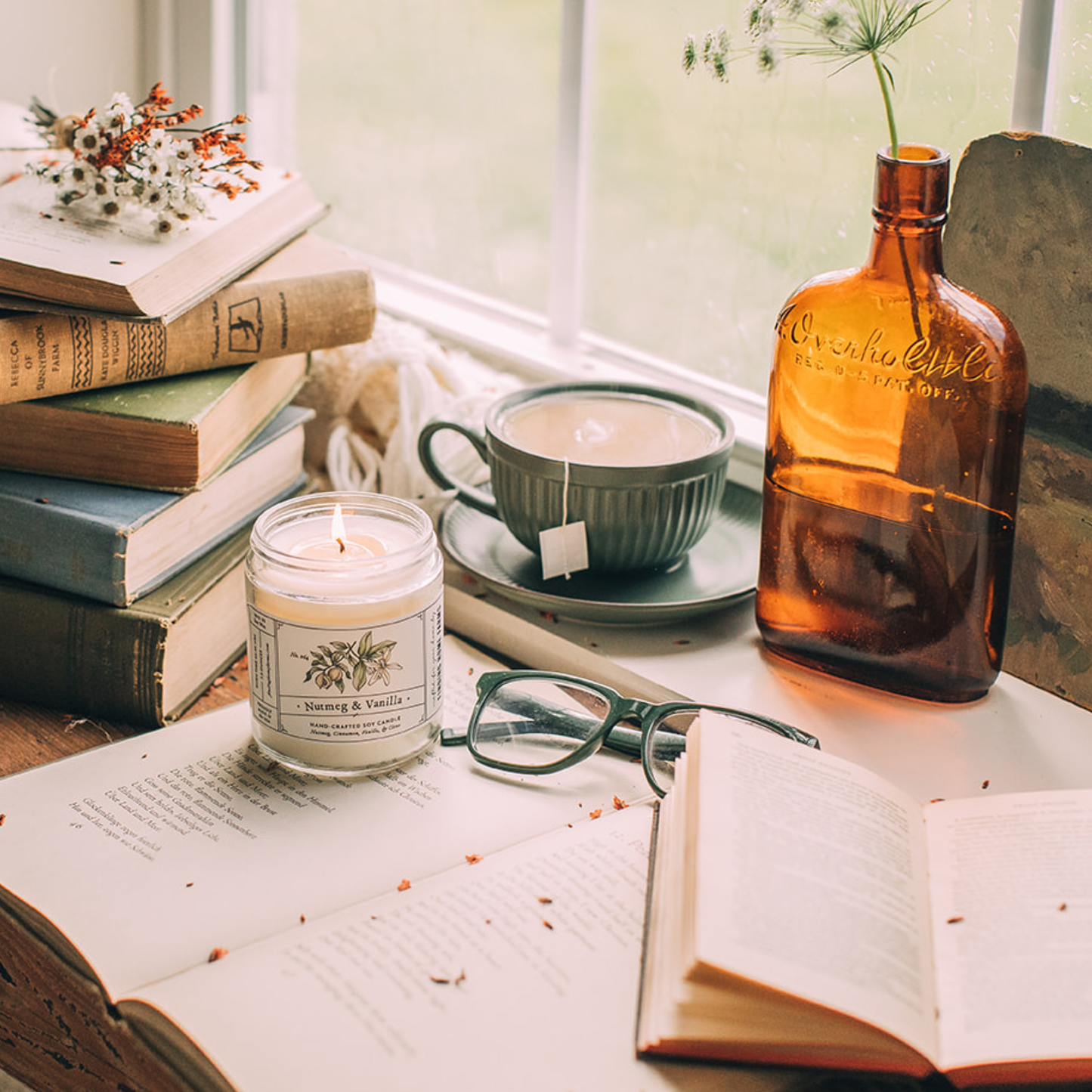 Soy Candle, Nutmeg & Vanilla, Warm Fall Scent