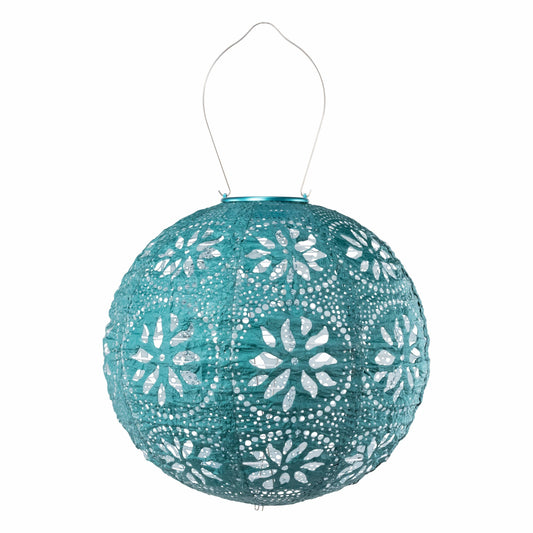Stella Boho 12" Globe Solar Lantern - Mineral Grn