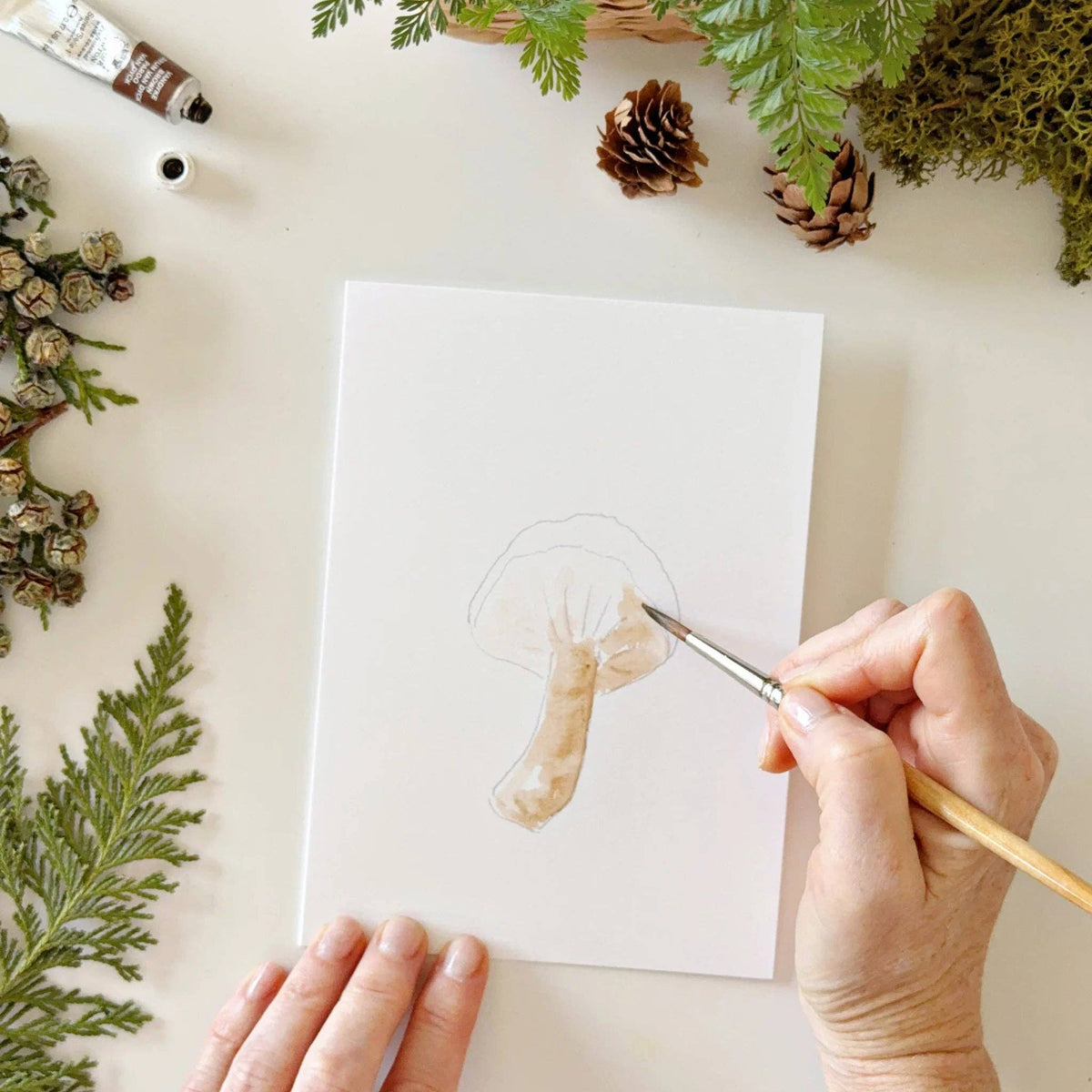 Mushrooms paintable watercolor notecard set