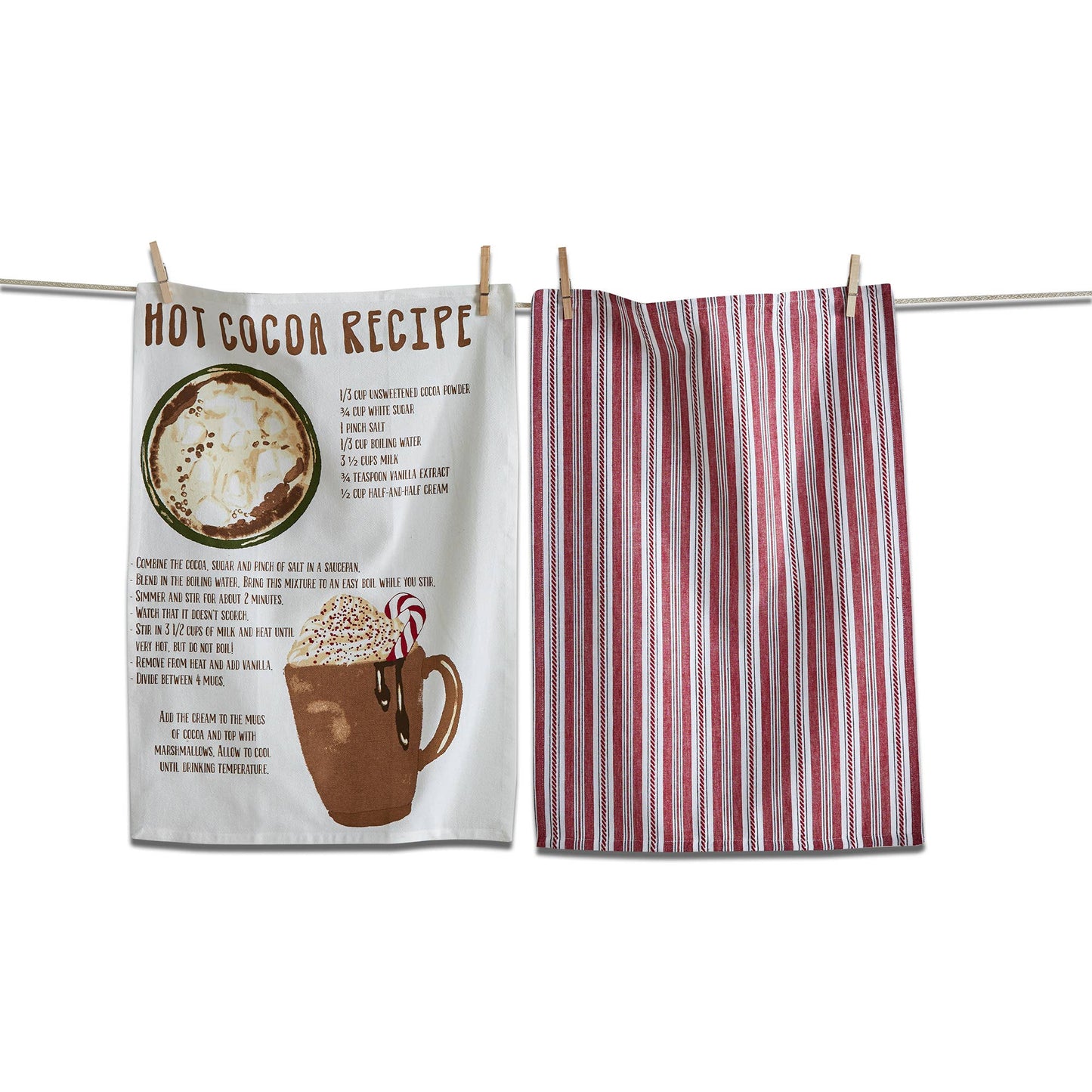 Hot Cocoa Recipe Dishtowel Set of 2 - Multi