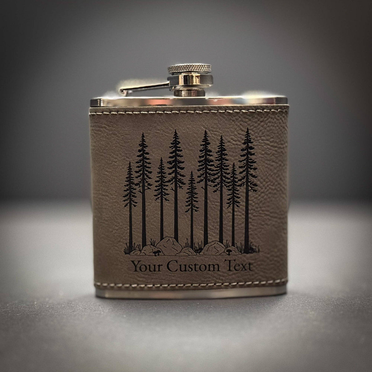Pine Trees 6 oz. Leatherette Stainless Steel Flask