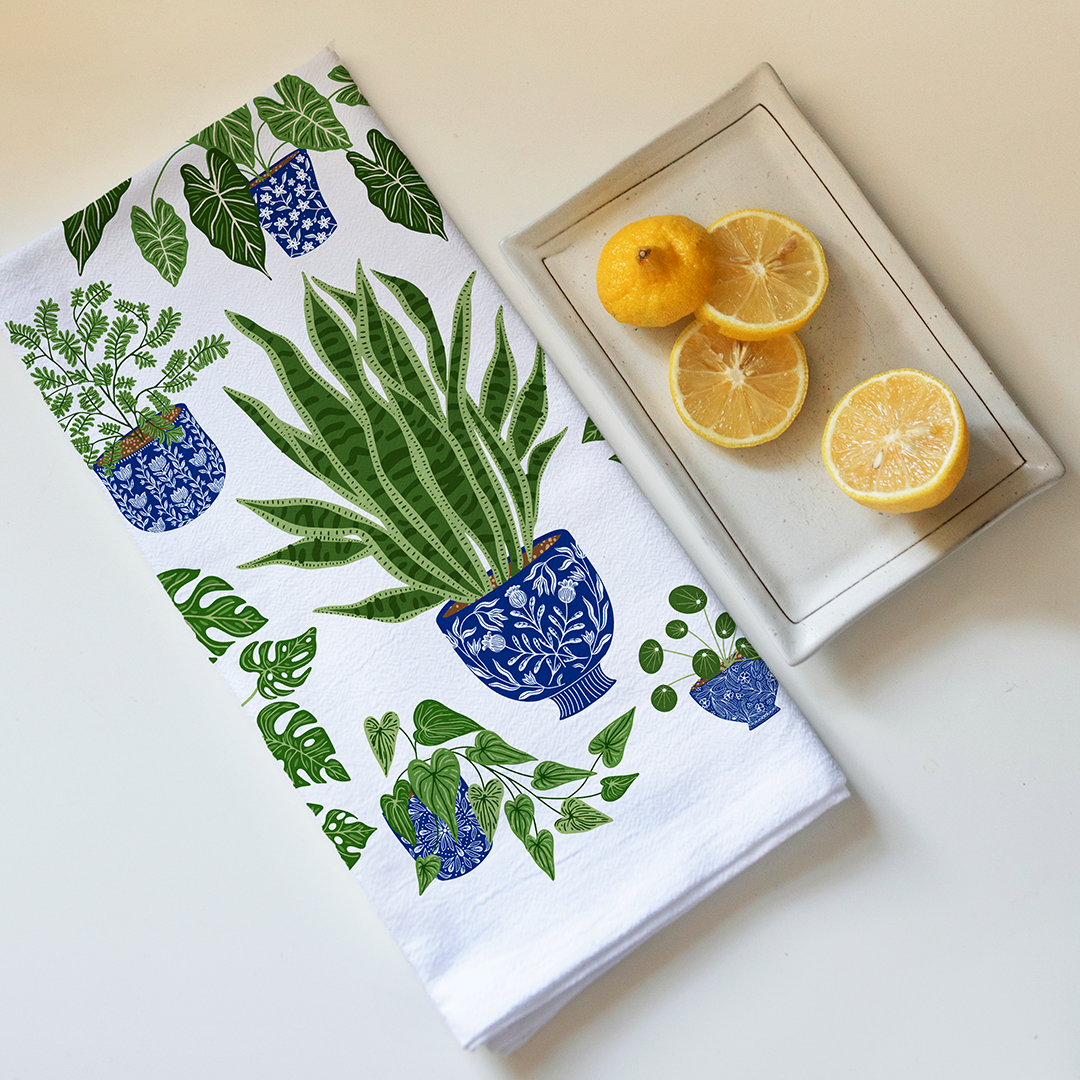 Houseplant Tea Towel - Botanical Kitchen Decor
