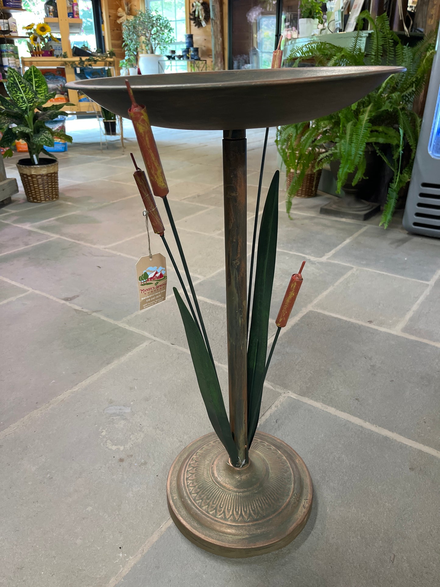 Bird Bath w/ Cat Tails