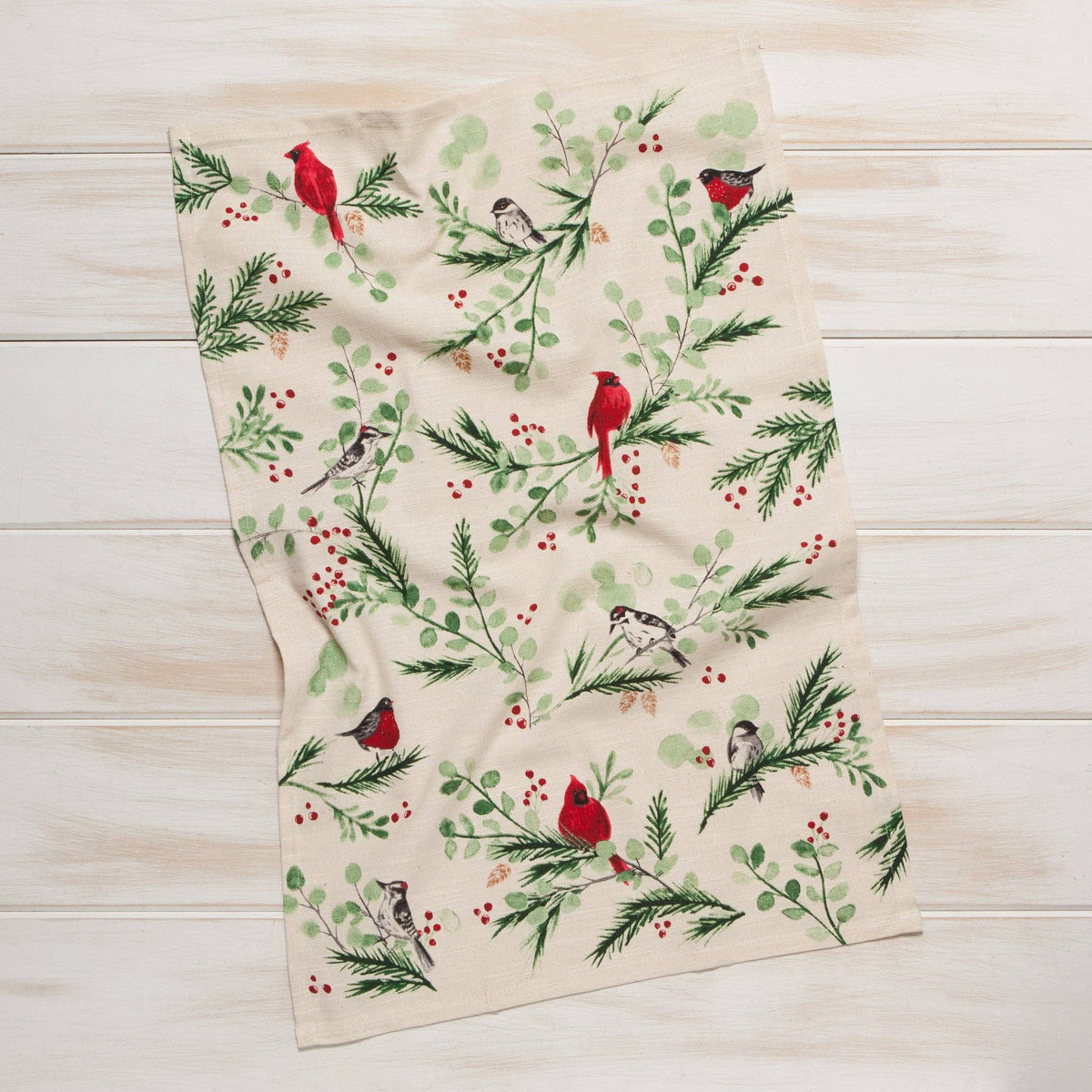 Forest Birds Christmas Dishtowel