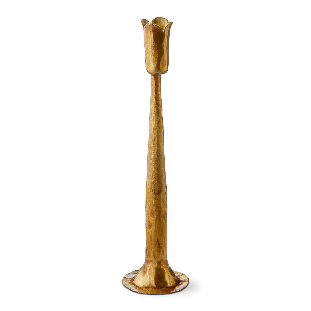Tulip Taper Candle Holder Antique Brass Iron