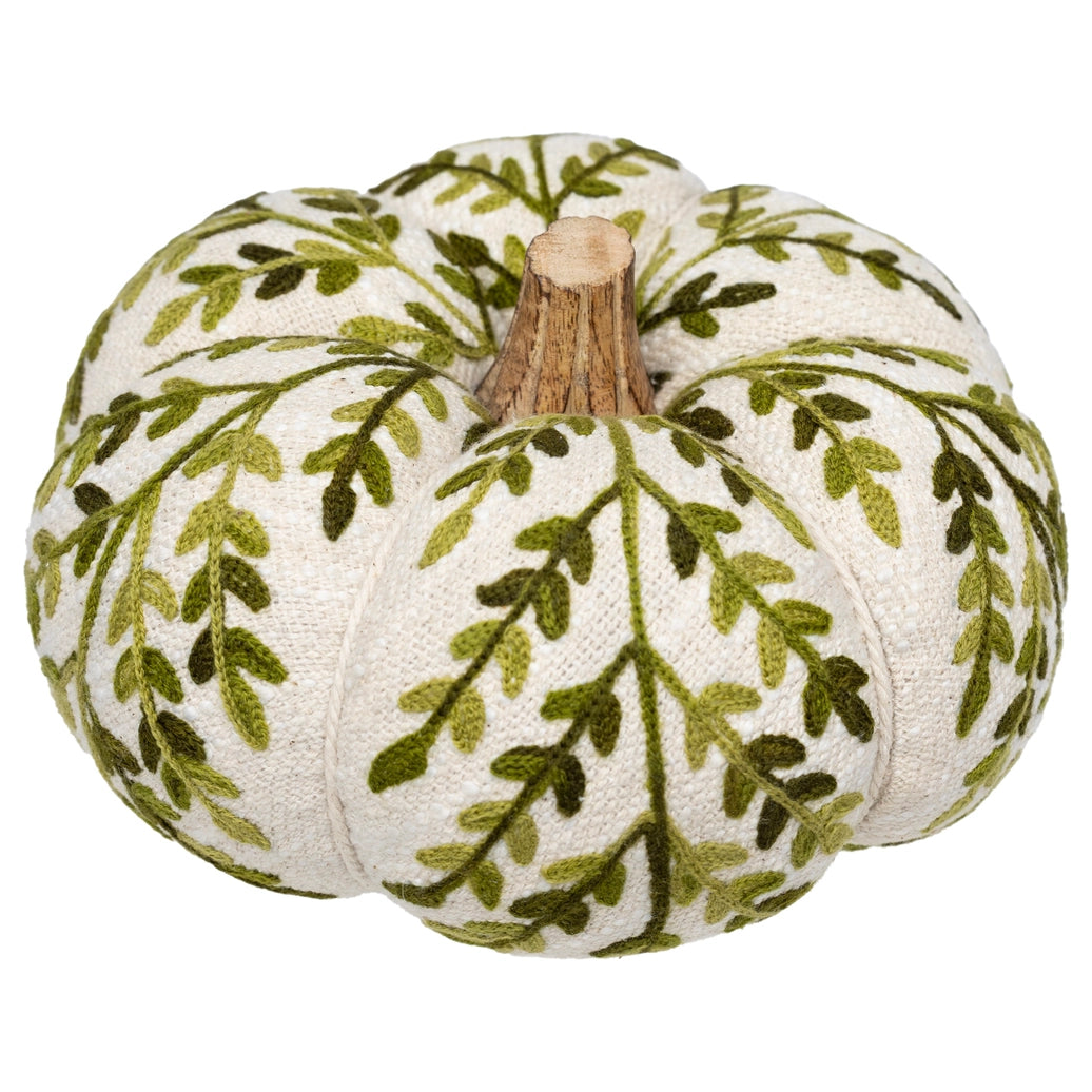 Green Leaf Embroidered Pumpkin Small
