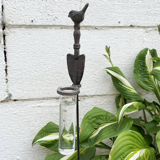 Rain Gauge Garden Stake With Bird (PC)