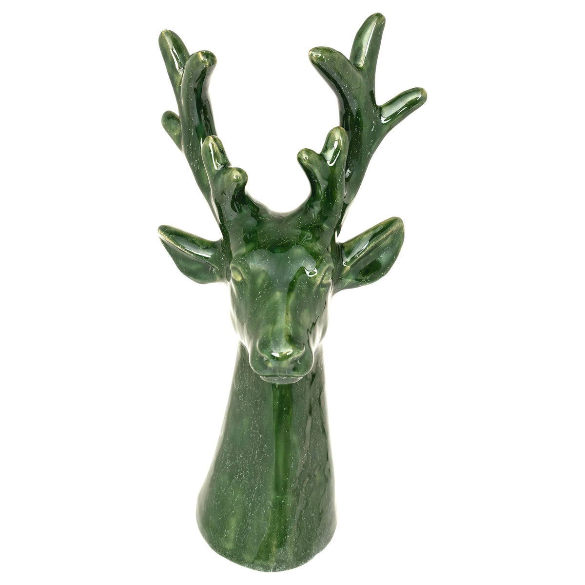 11.75" Tall Green Deer Ceramic Statuette