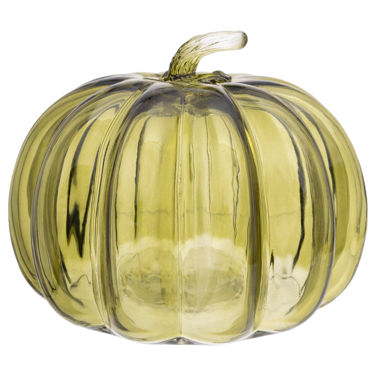 6.25" Olive Green Glass Pumpkin Small