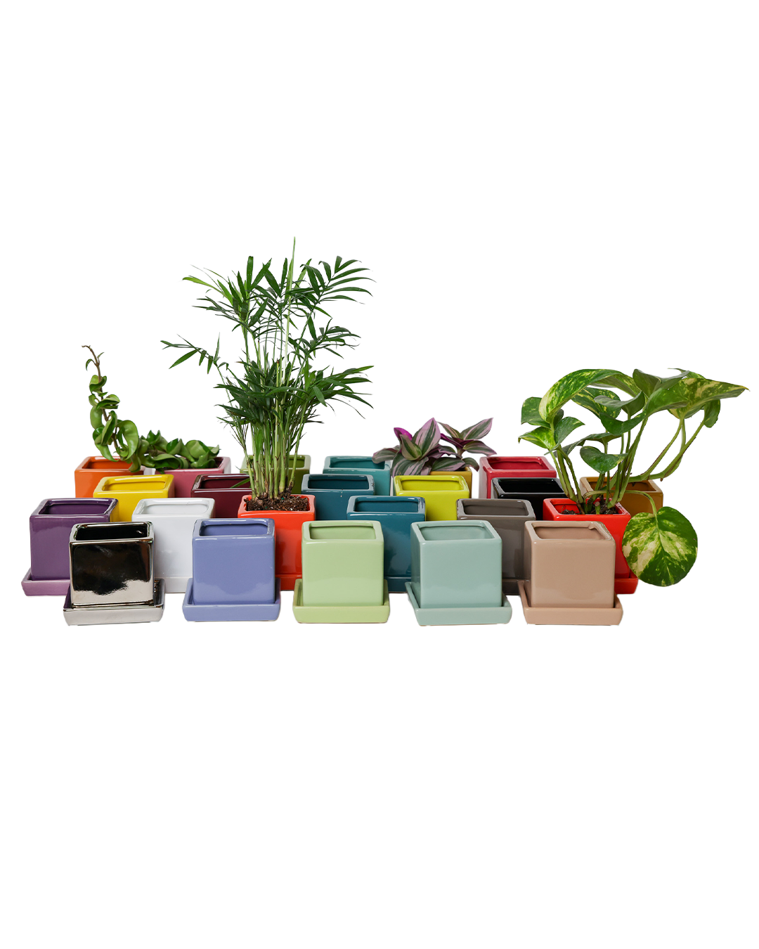 Cube Pot With Saucer And Drainage Hole 60 Plus Colors