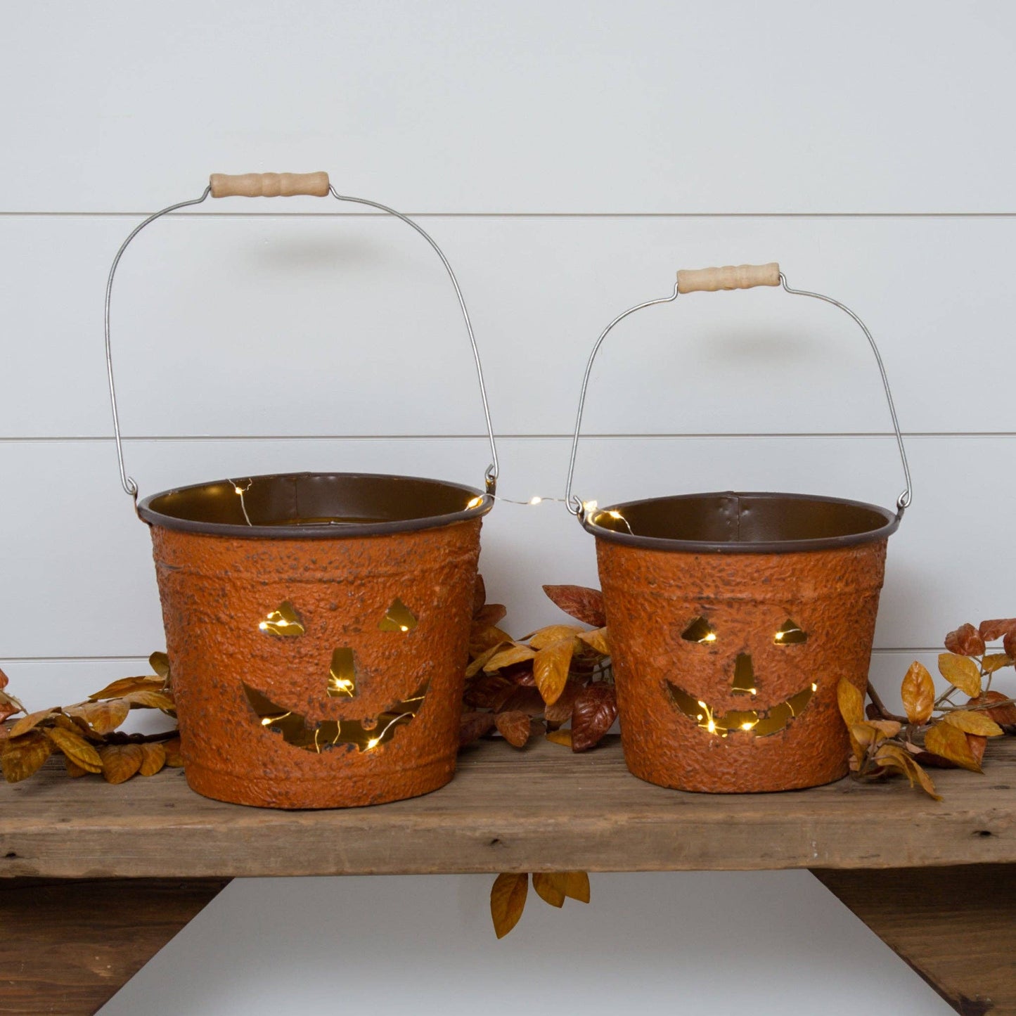 Rust Metal Jack O' Lantern Buckets