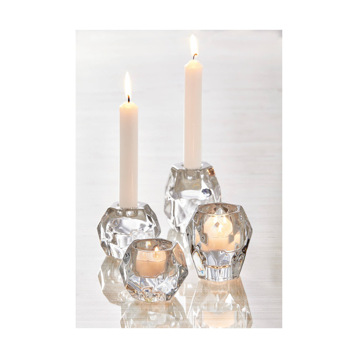 Geo Reversible Holder Small and Large Clear Glass Everyday