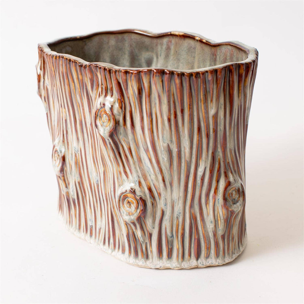 Faux Tree Stump Small Planter