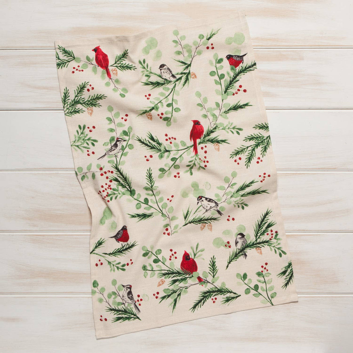 Forest Birds Christmas Dishtowel