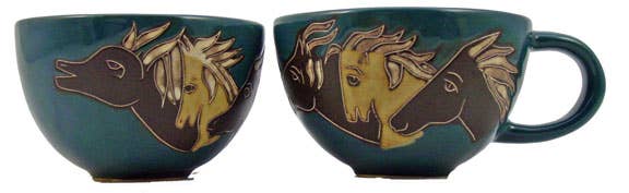 Mara Latte Mug - Horses (Green)