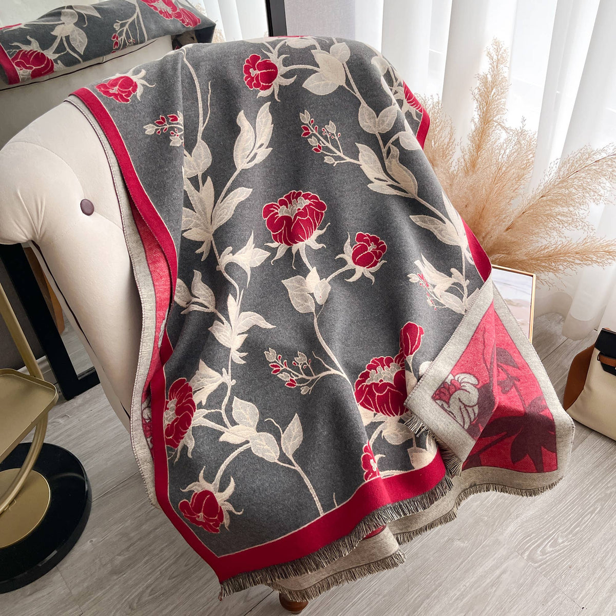 Red / Gray Wild Rose Wrap