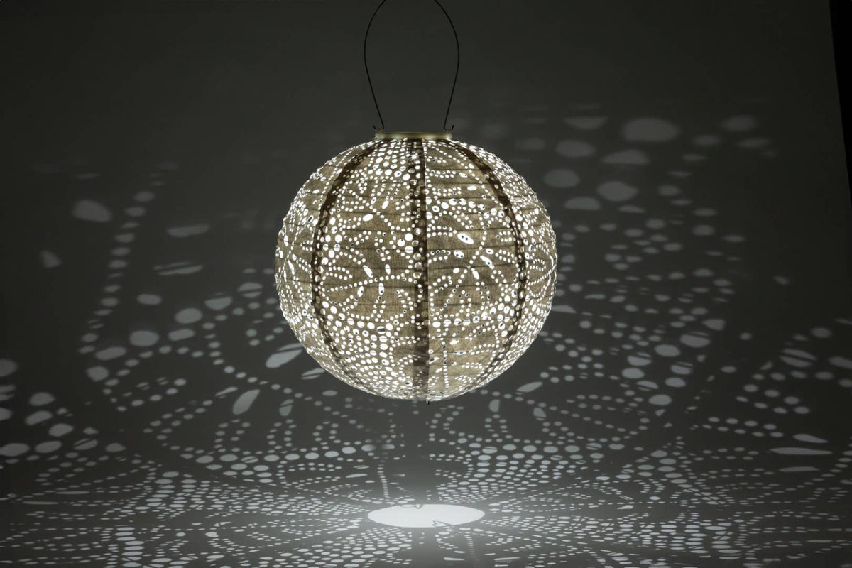 Stella Monstera Solar Lantern - Porcelain