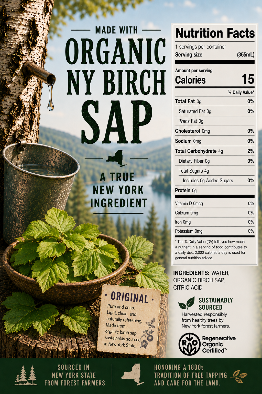 ORGANIC BIRCH SAP SELTZER NY-SOURCED
