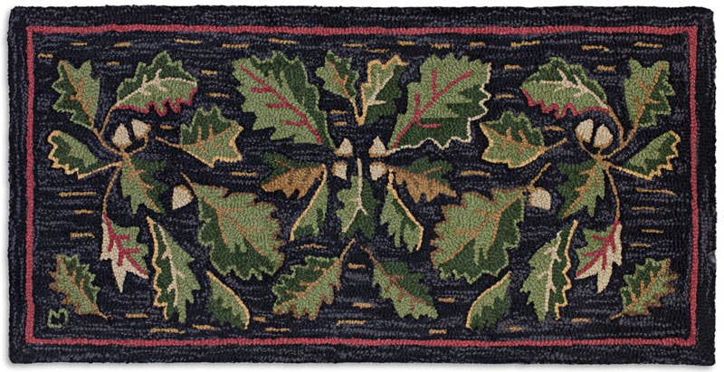 Acorns & Leaves 2x4 hooked wool accent rug lodge home decor