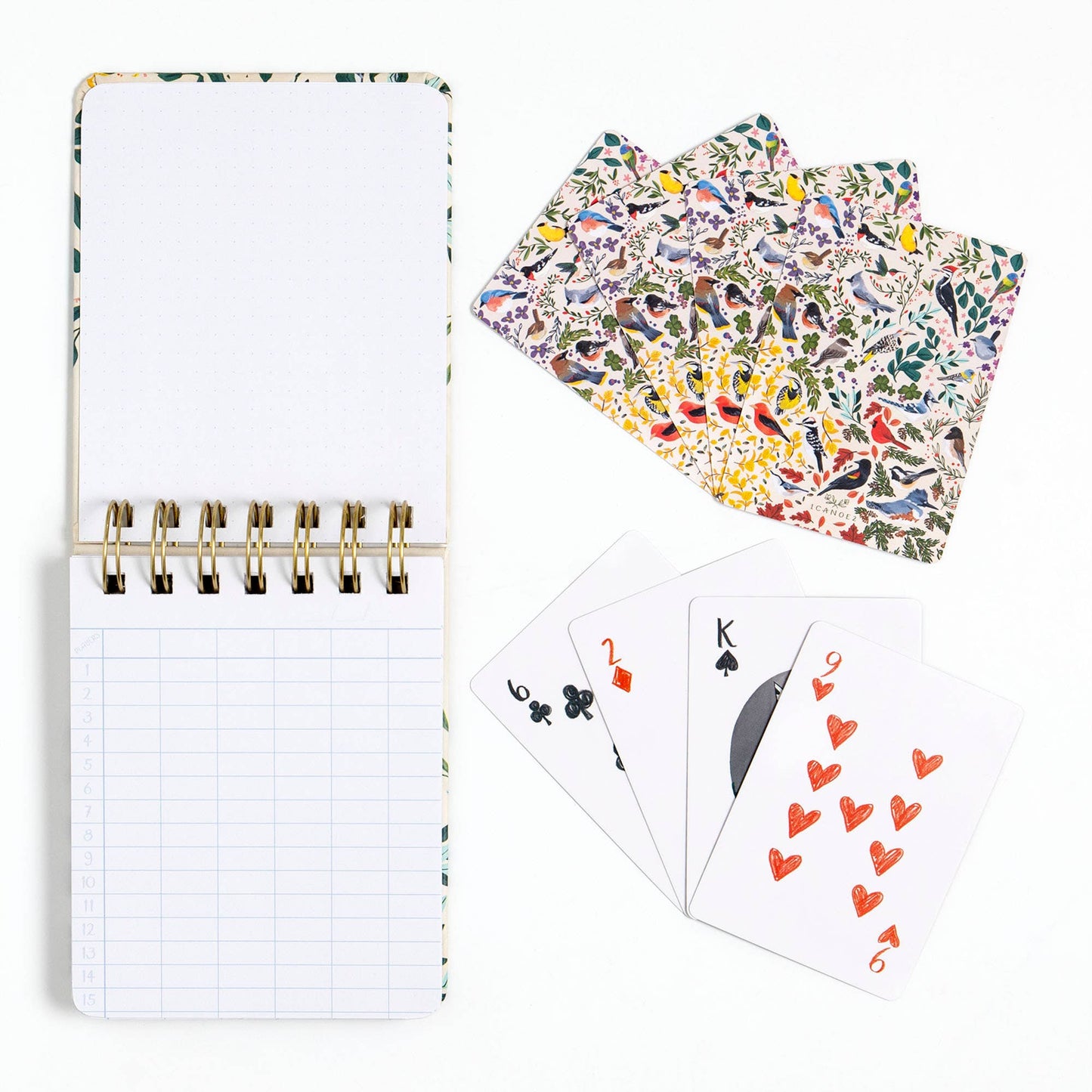 Playing Cards + Scorekeeping Set (Feathered Friends Birds)