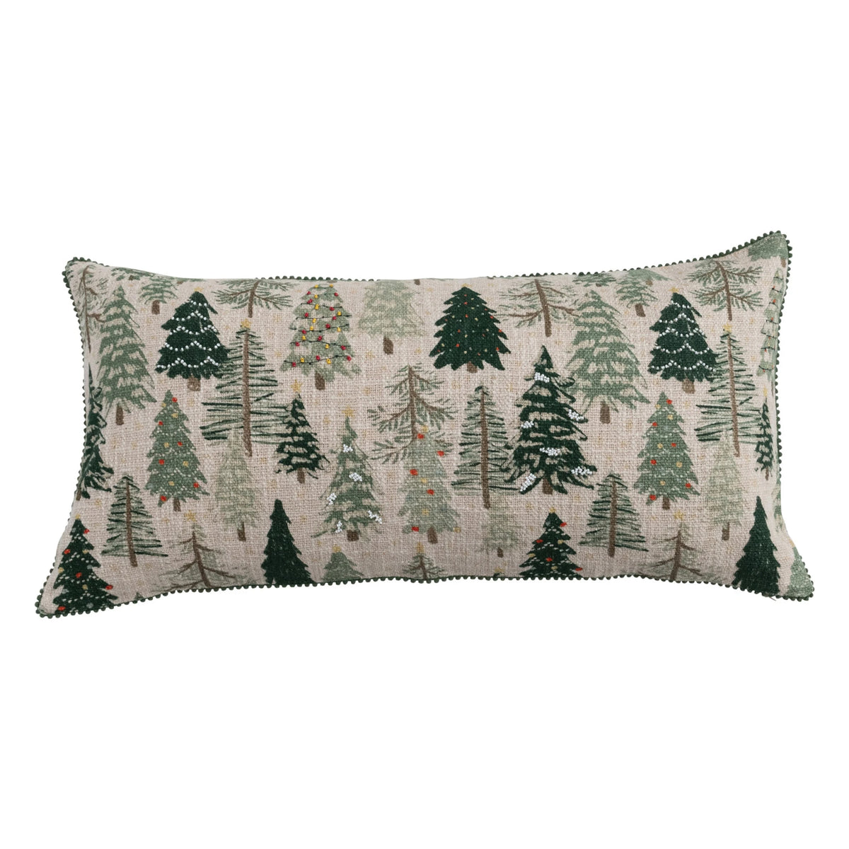 Cotton & Linen Slub Printed Lumbar Pillow