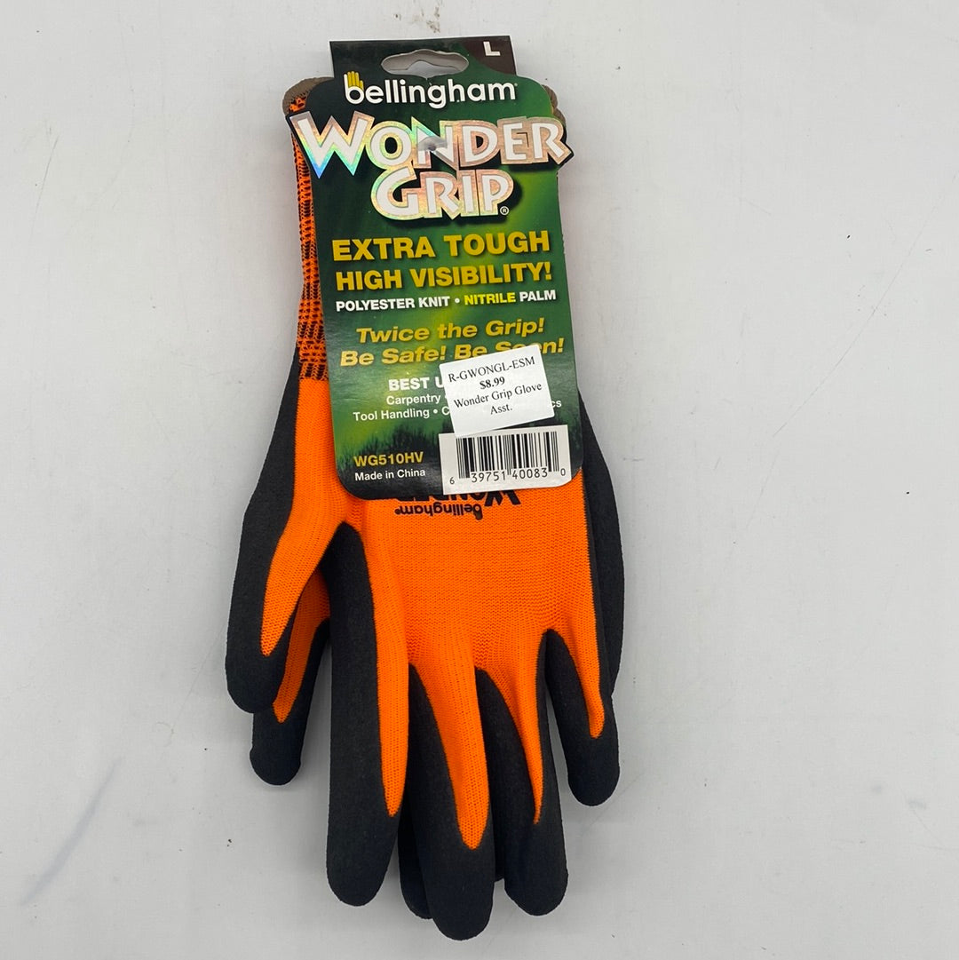 Wonder Grip WG510HVL Large Orange High Visibility Nitrile Palm Gloves