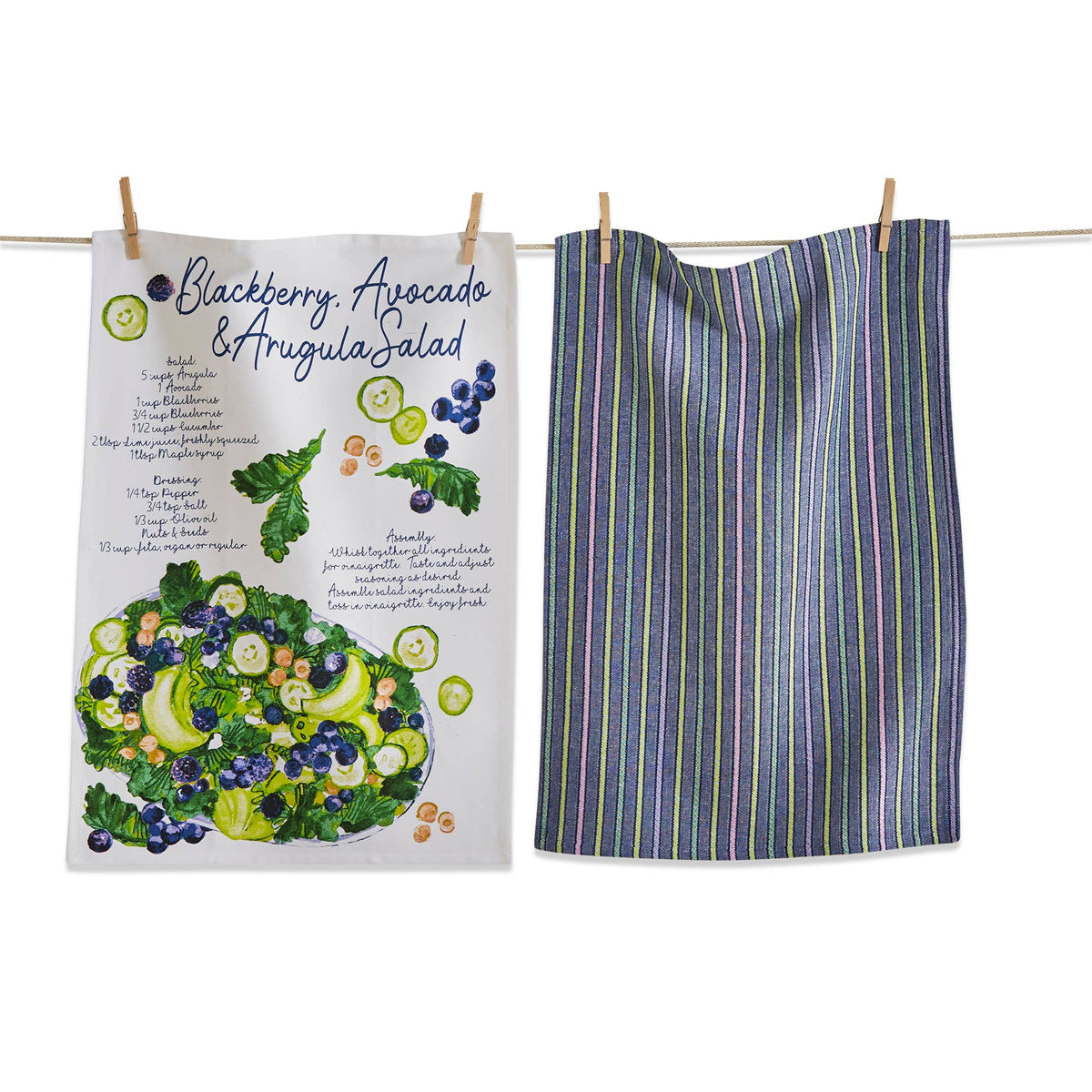 Berry Salad and Blue Multi Cotton Dishtowel