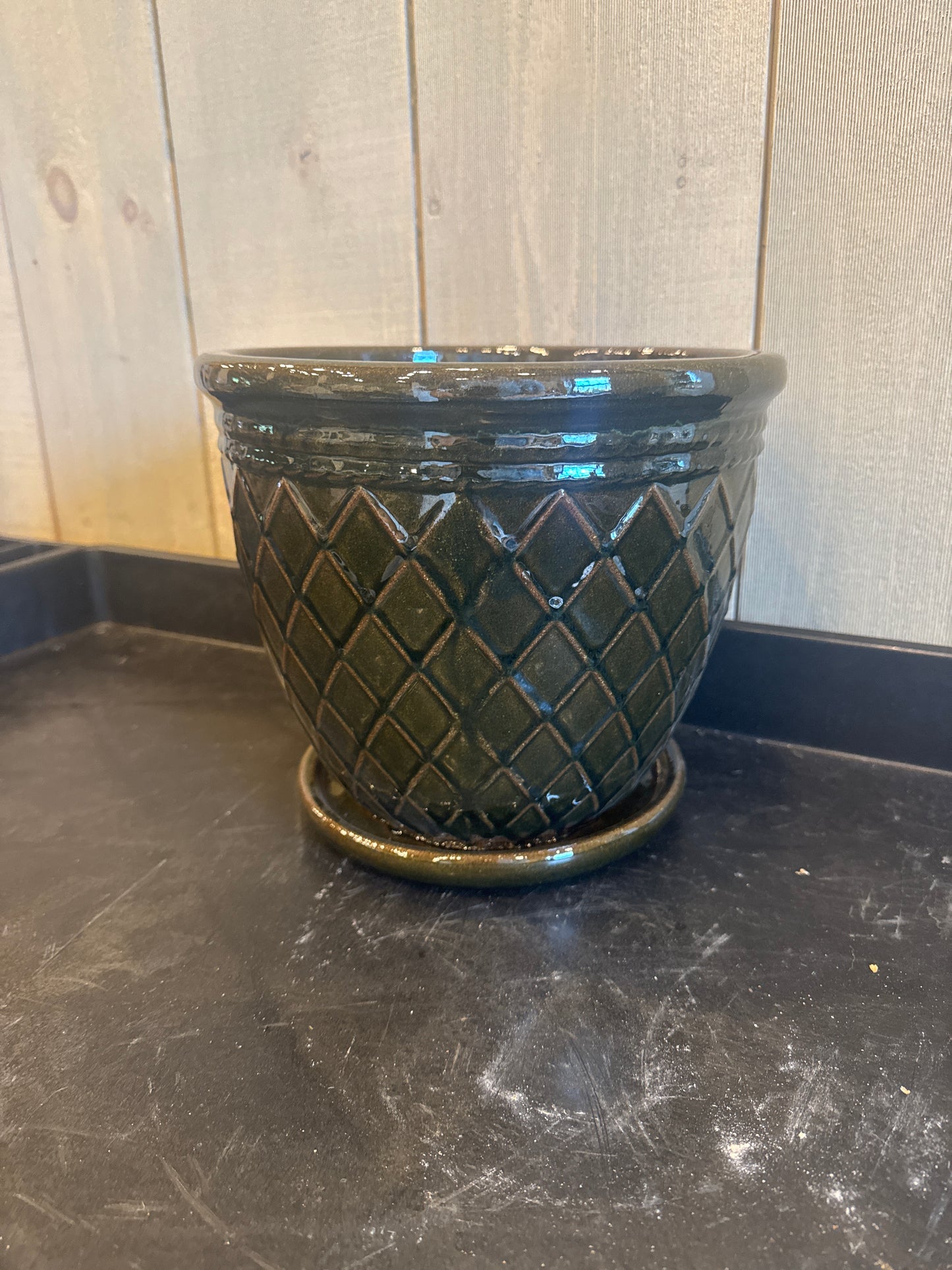 Basketweave Emerald Planter