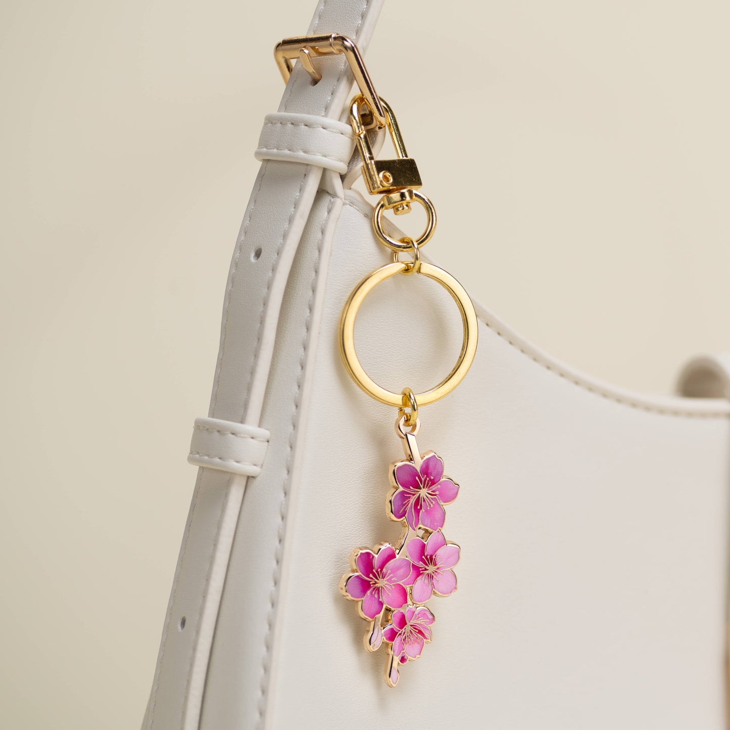 Japanese Cherry Blossom Keychain & Bag Charm, Floral Gift
