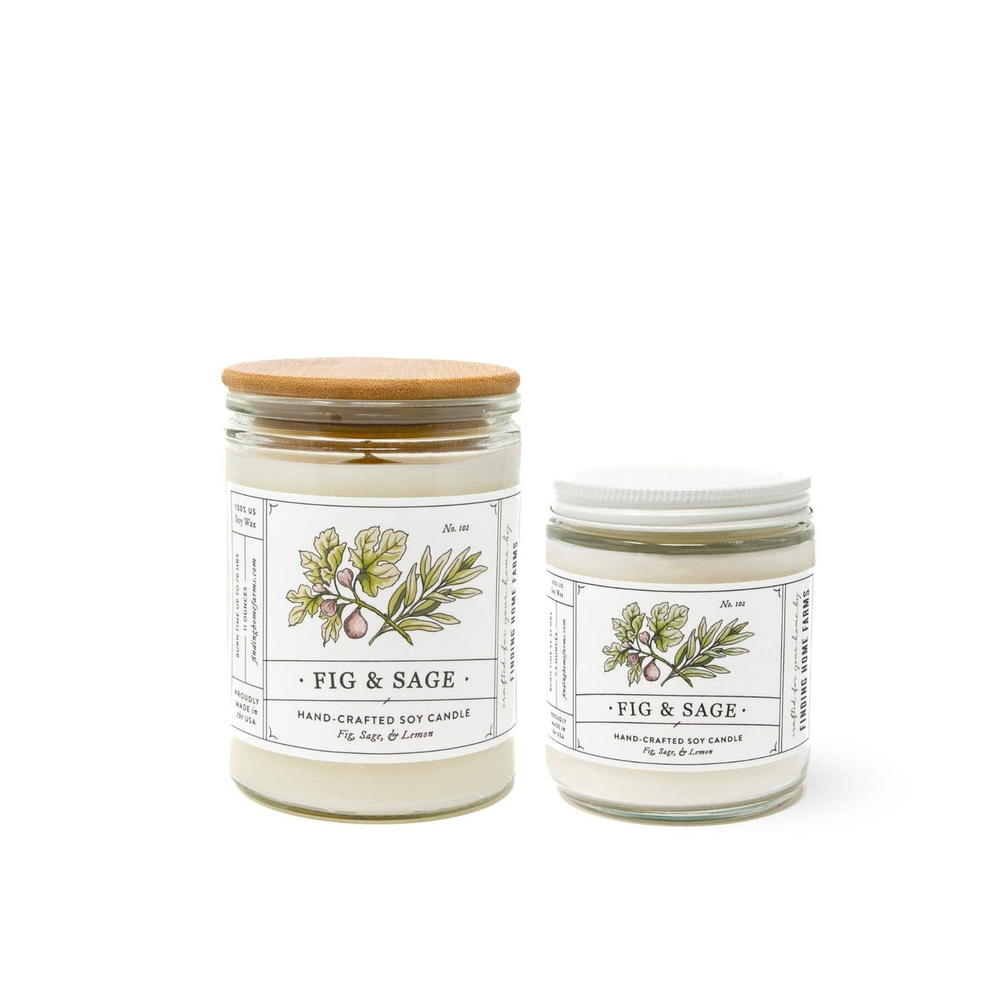 Soy Candle, Fig & Sage, Herbal Scent, Year Round Scent