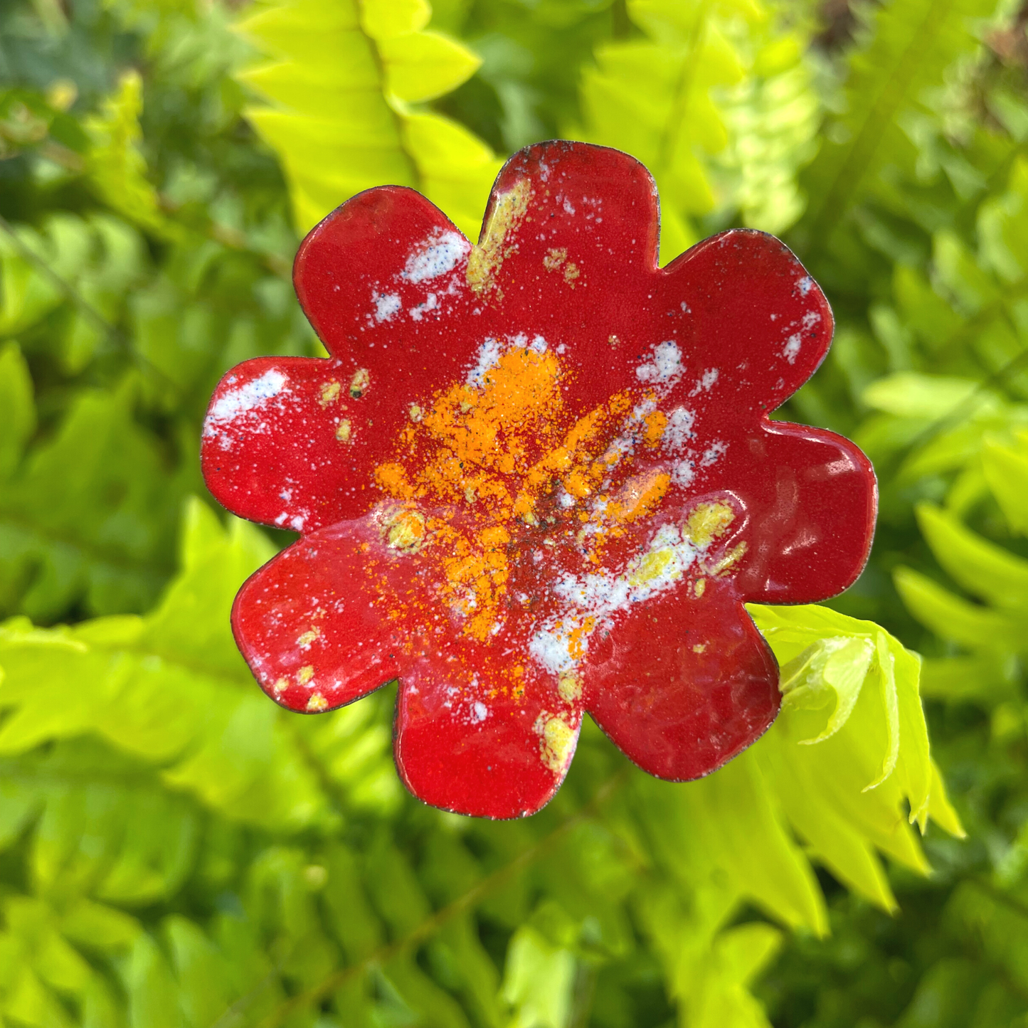 Large Copper Enamel Flowers