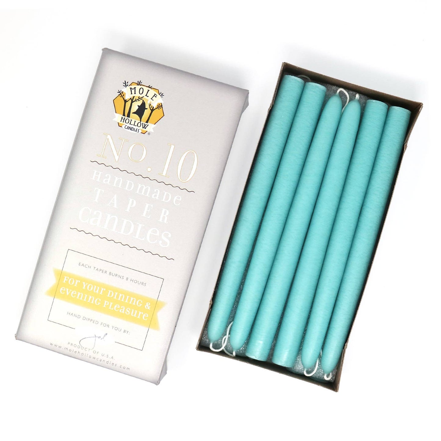 10" Hand Dipped Unscented Taper Candles - 39 Colors USA Made