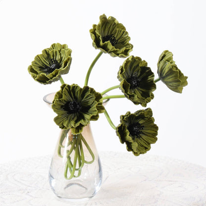 12''T PU Real Touch Poppy Bunch, Fall Color Poppy Flowers
