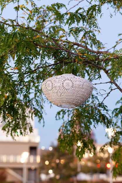 Stella Crown Chantilly Lace Solar Lantern - Porcelain