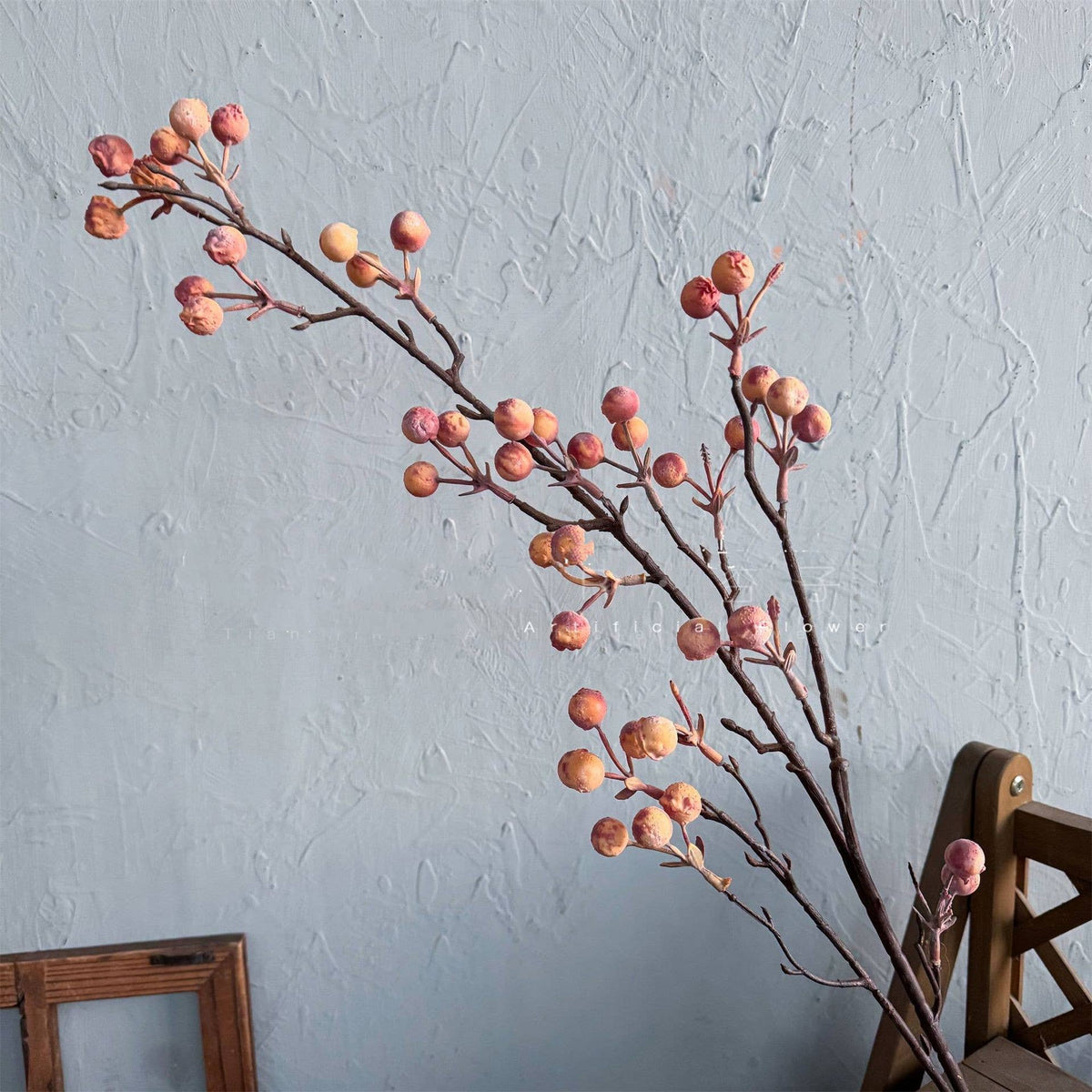 Artificial Leaf Branch in Autumn Orange , Fake Berry Branch