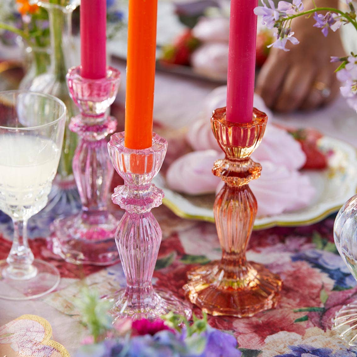 Pink Glass Candle Holder