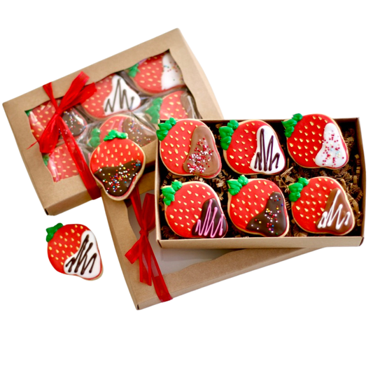 6 Ct. Chocolate Covered Strawberry Cookie Gift Box Set