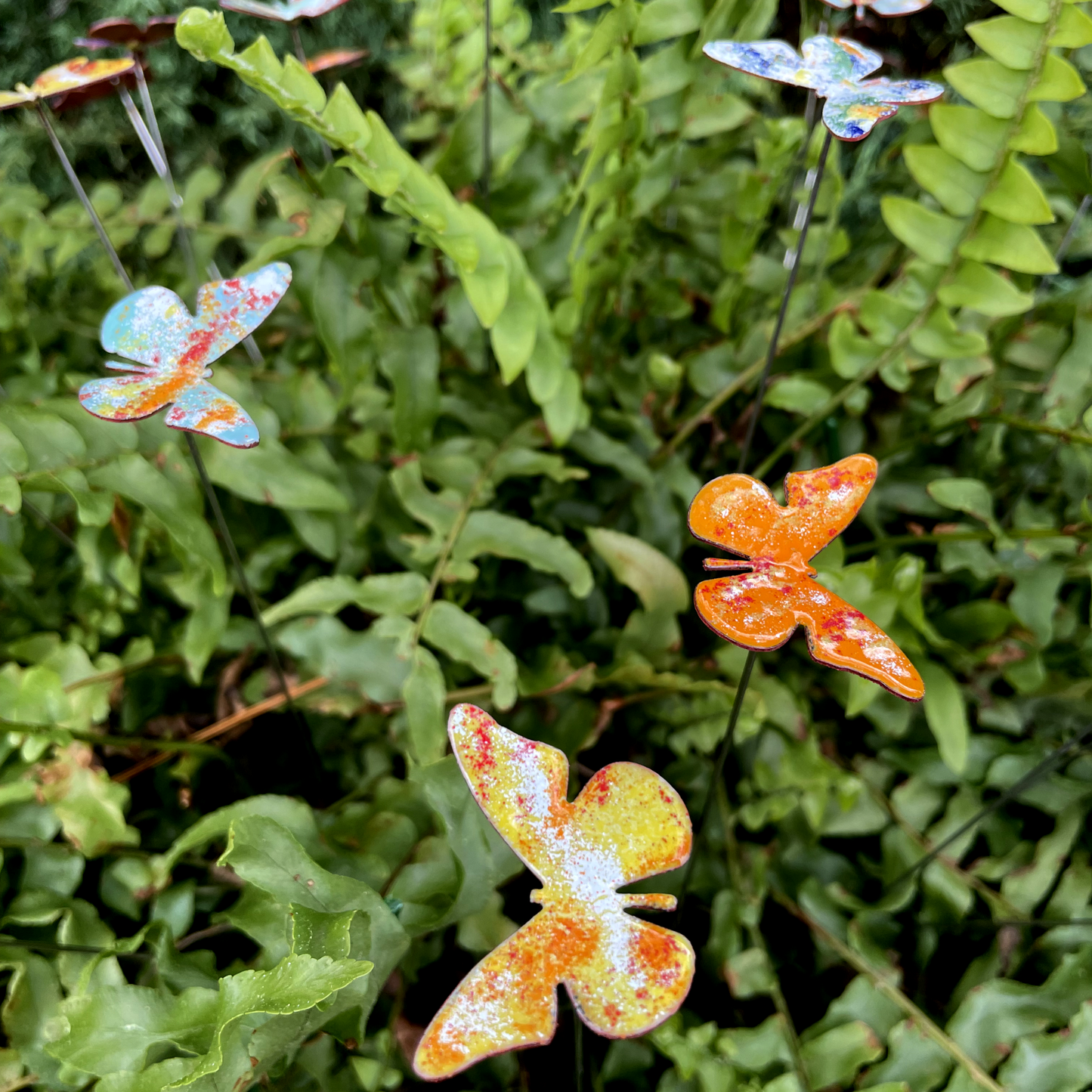 Small Copper Enamel Butterflies