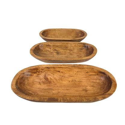 Organic Mango Wood Oval Bowl