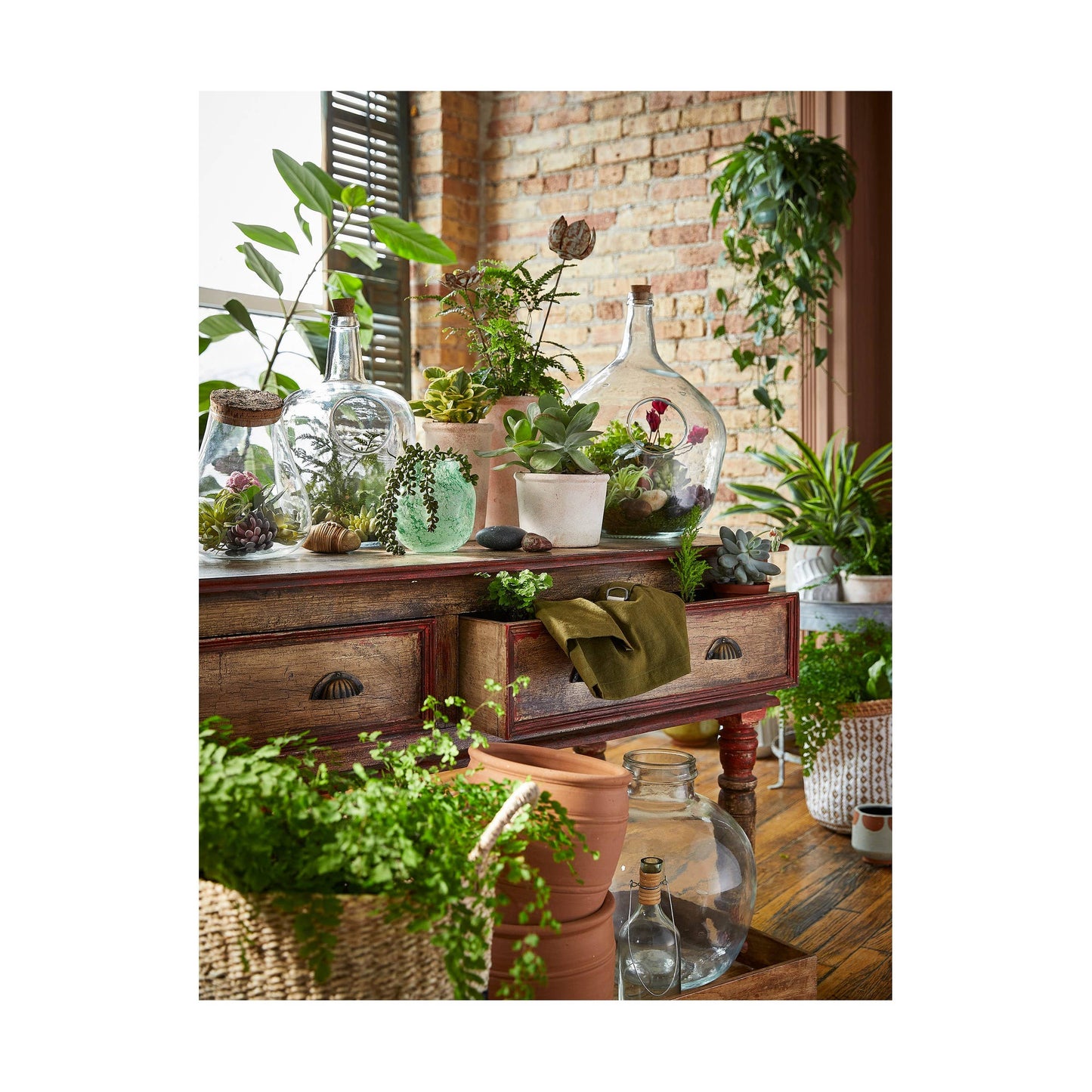 Recycled Glass Terrarium Large Clear Summer