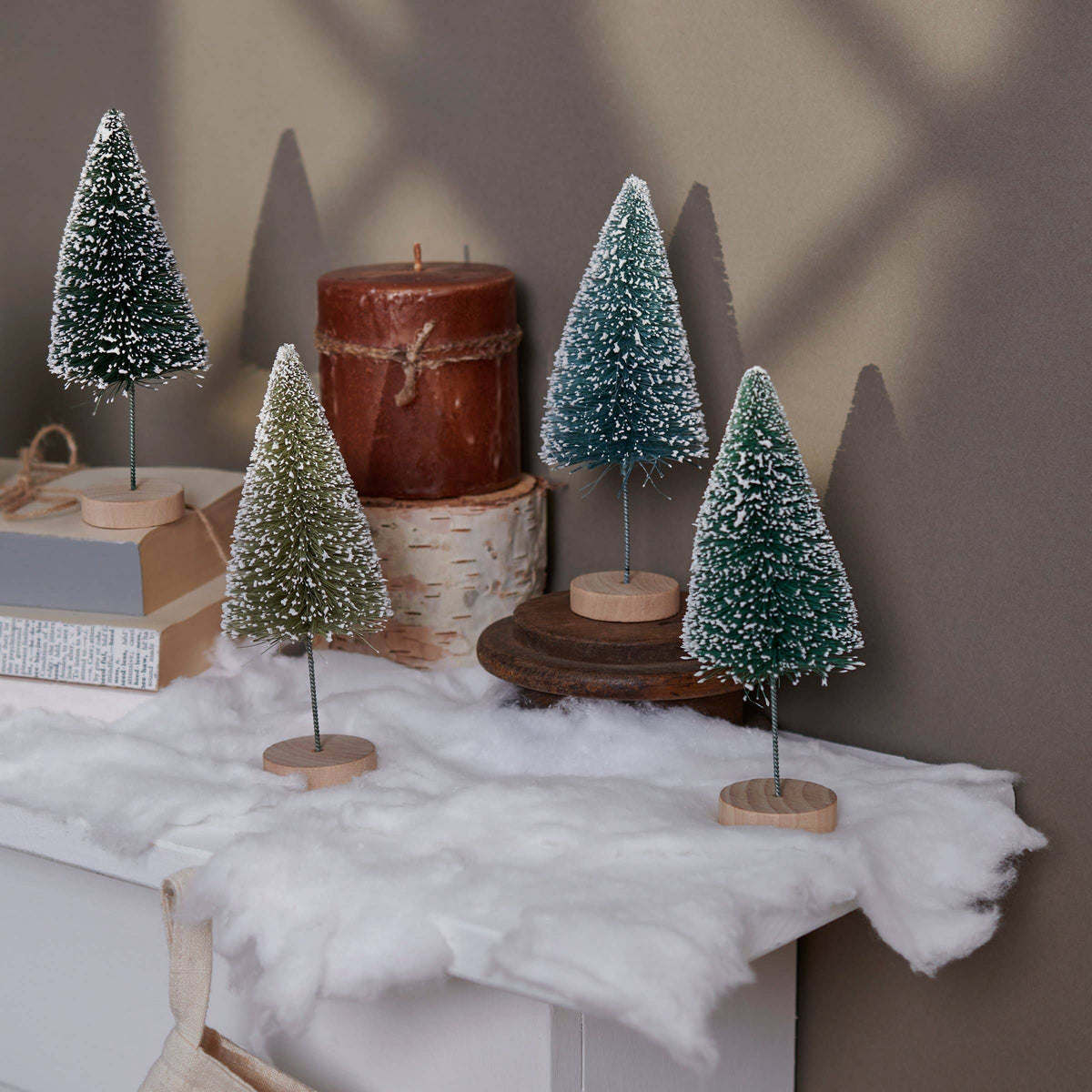 Green Winter Bottle Brush Tree Set