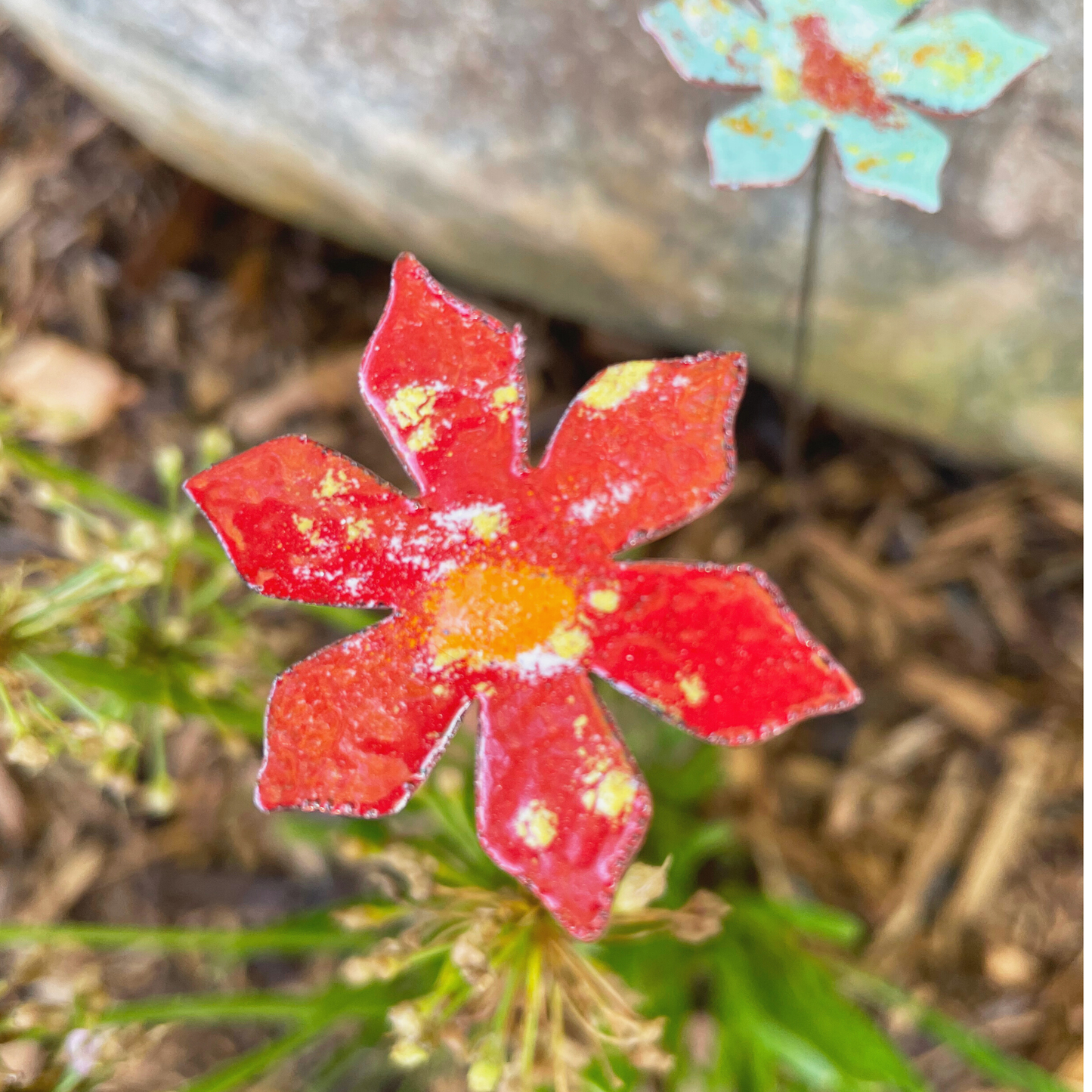 Medium Copper Enamel Flowers